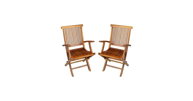 Folding Arm Chair Vertical Slat Back Honey, Portable Patio Seating