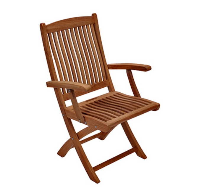Folding Armchair Arched Top Rail, Teak Toned Folding Chair