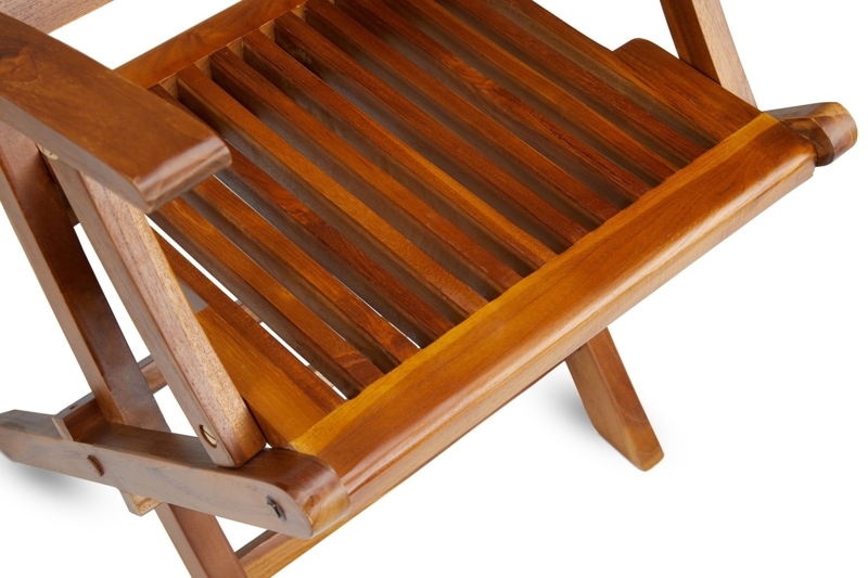Folding Armchair Solid Teak Satin Finish, Classic Folding Arm Chair