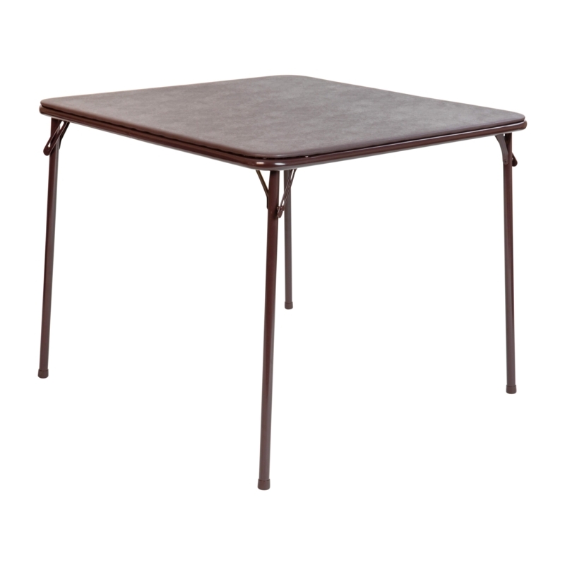 Folding Card Table, Chocolate Brown Textured Vinyl Top, Square