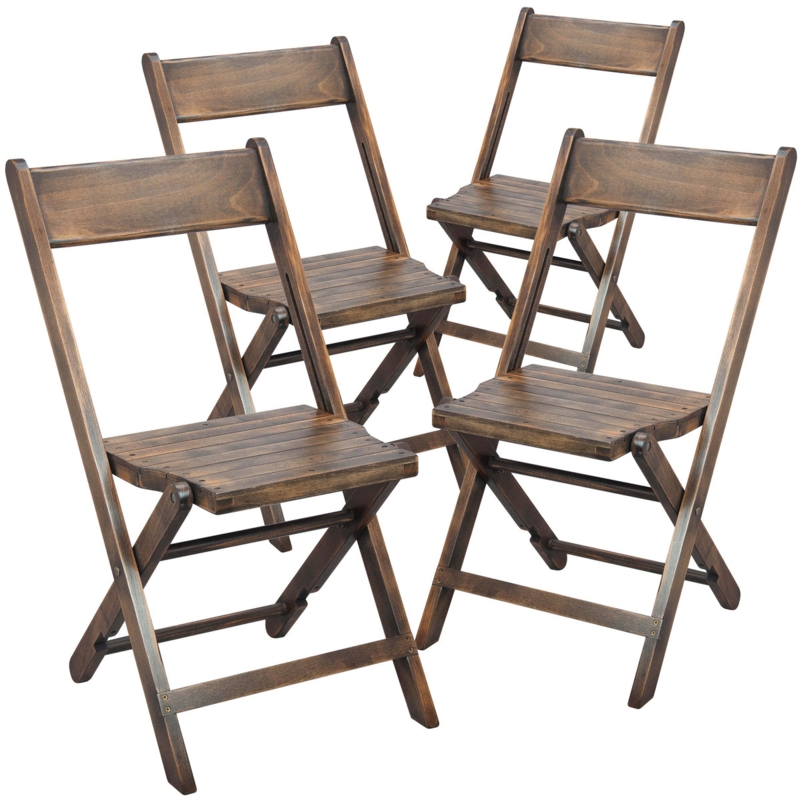 Folding Chair Antique Black Finish with Open Slat Back