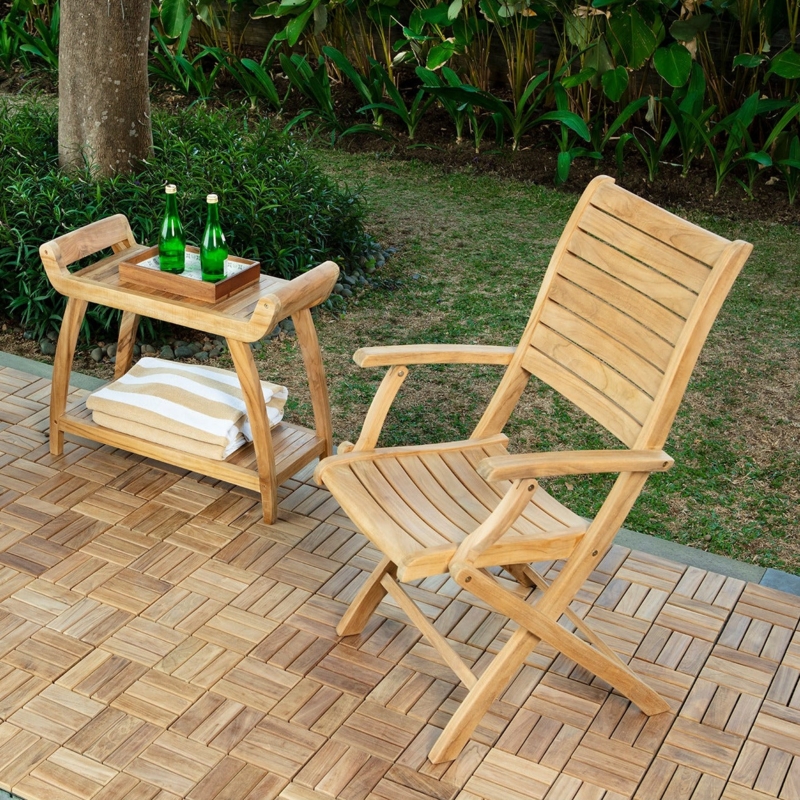 Folding Chair Scandinavian Teak Slatted, X-Frame Patio Chair