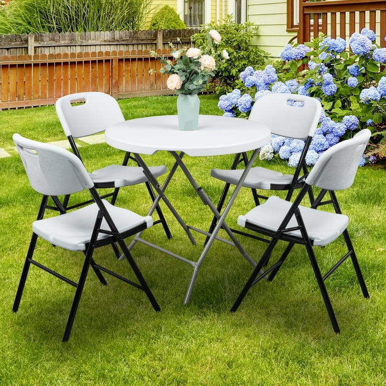 Folding Chair White Plastic Integrated Handle Outdoor Portable