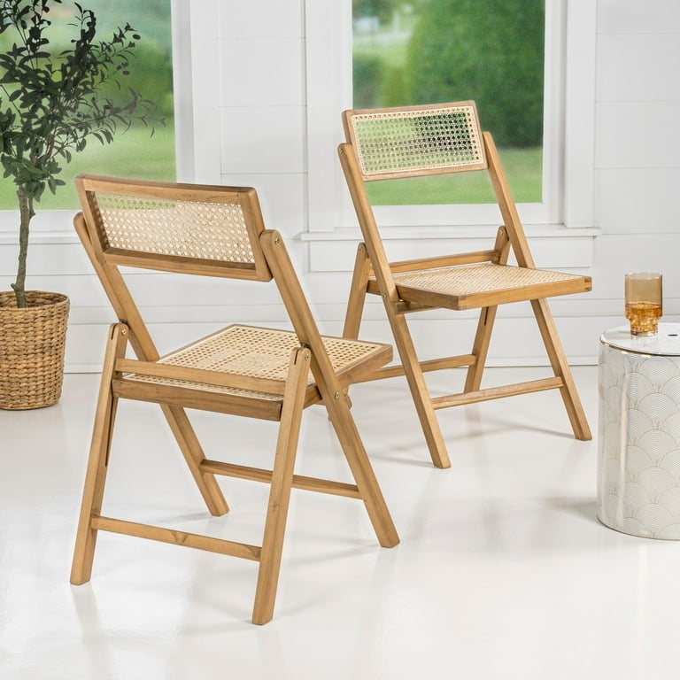 Folding Chair with Adjustable Rattan Cane Back and Seat
