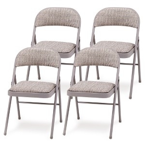 Folding Chairs Set with Textured Chicory Lace Padded Upholstery