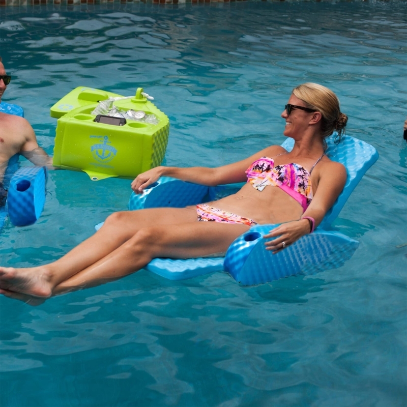 Folding Pool Float Armchair Integrated Cup Holders Foam Buoyant Design.