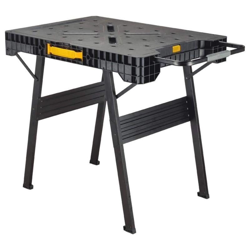 Folding Portable Workbench Black A-Frame Base Safety Yellow Accents