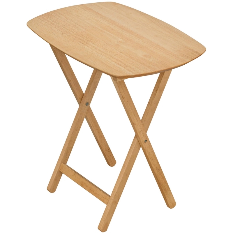 Folding Tray Table Oversized Top Natural Hardwood Scandi Style