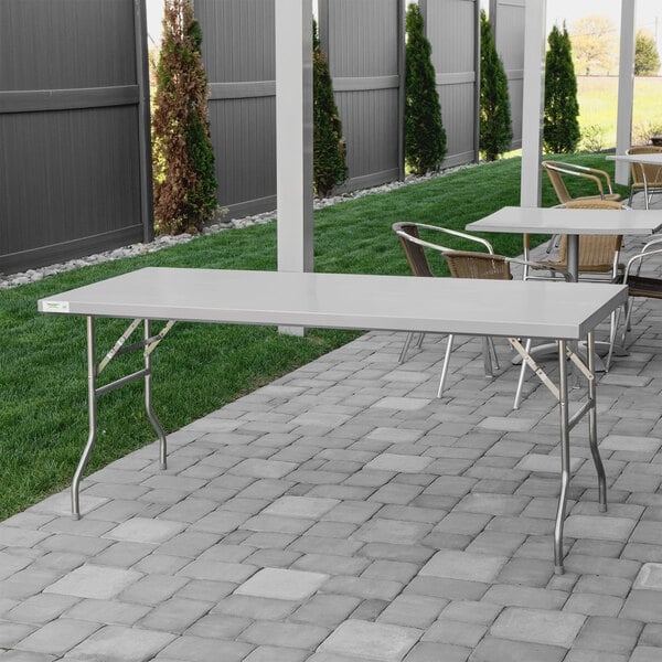 Folding Work Table 18-Gauge Stainless Steel Open Base Design