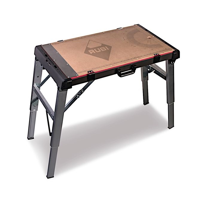 Folding Work Table Integrated Protractor Charcoal Gray Telescoping