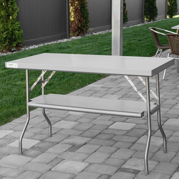 Folding Work Table Outdoor Stainless Steel Integrated Shelf