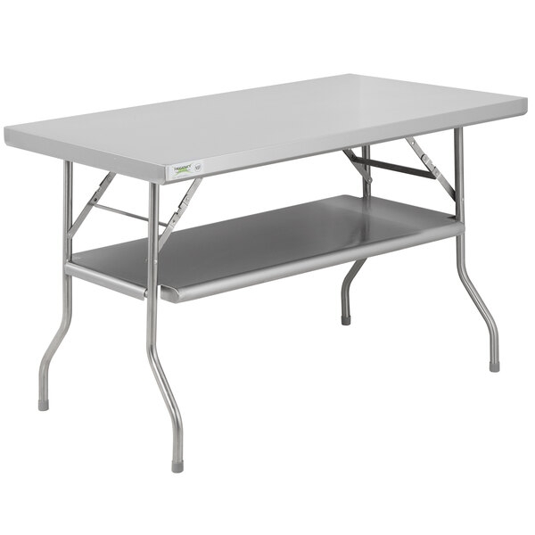 Folding Work Table Stainless Steel Removable Undershelf