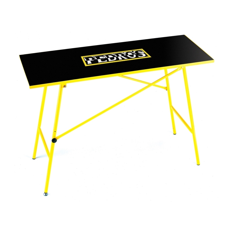 Folding Workbench Bright Yellow Frame Matte Black Top Adjustable Feet