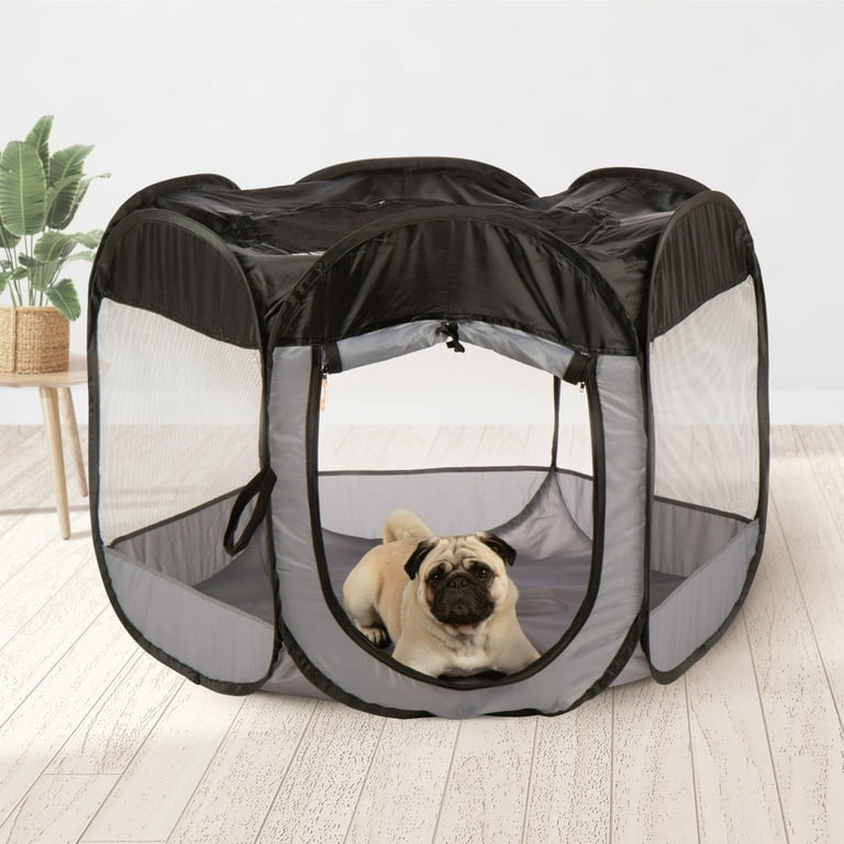 Free Shipping! FurHaven Pet Portable Mesh Playpen for Dogs Cats Black,  42x36x29 Inches Collapsible Travel Enclosure -