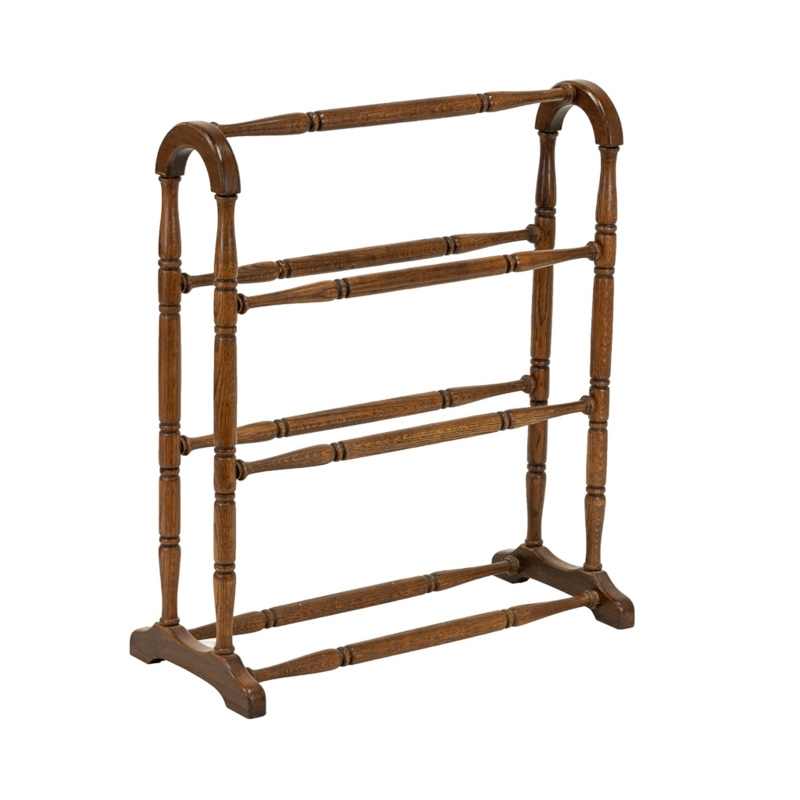 Free-Standing Quilt Rack Spindle Turned Rails Arched Top Walnut Finish