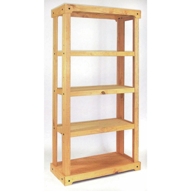 Free Standing Shelving Unit Open Back Design Visible Wood Knots Farmhouse
