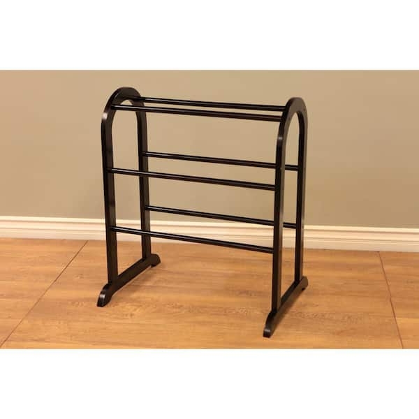 Freestanding Quilt Rack Espresso Brown Arched Silhouette Three Rail