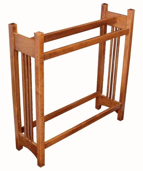 Freestanding Quilt Rack Square Posts Slatted Sides Mission Style Oak
