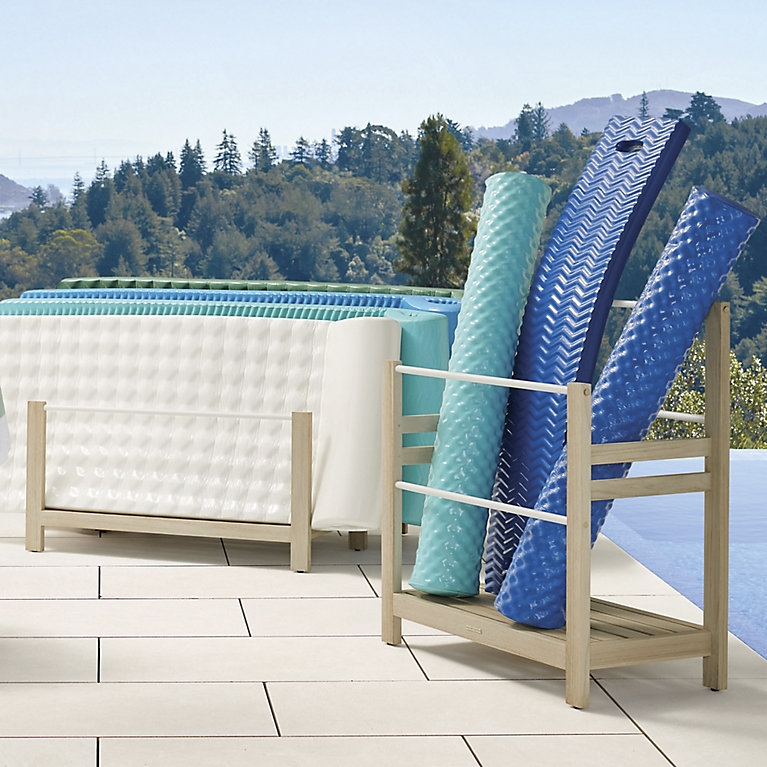 Frontgate Resort Teak Towel Stand with Stainless Steel Rods &  Weather-Resistant Frame