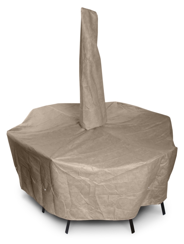 Furniture Cover Tan Khaki Umbrella Hole Sleeve Drawstring Toggles Oval