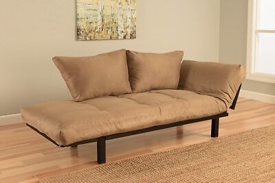 Futon Bed with Adjustable Ends, Matte Black Metal Frame
