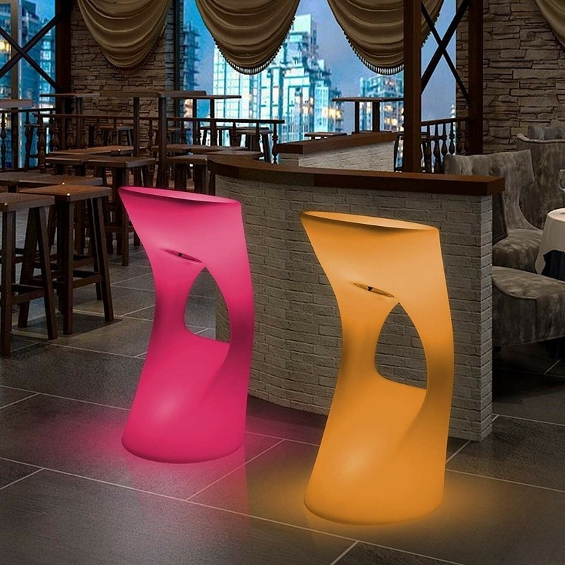 Futuristic LED Illuminated Bar Stool with Teardrop Cutout Design