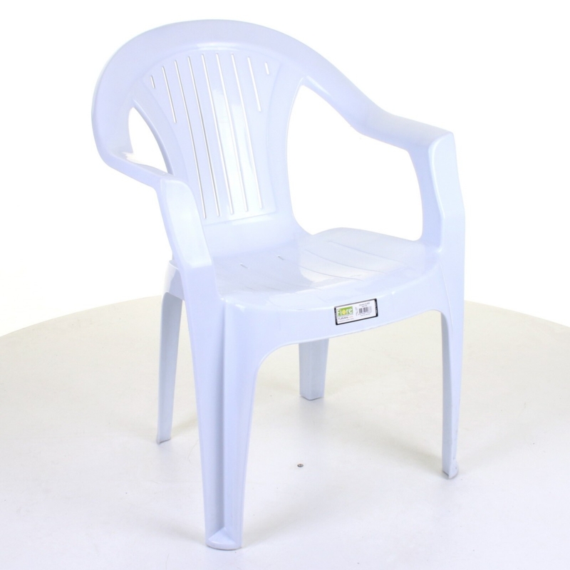 Garden Armchair Plastic Semi-Glossy Low Back Vertical Slats Stackable