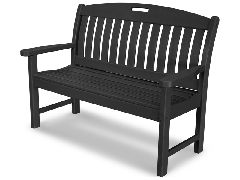 Garden Bench in Dark Green, Arched Top Rail Nautical Style