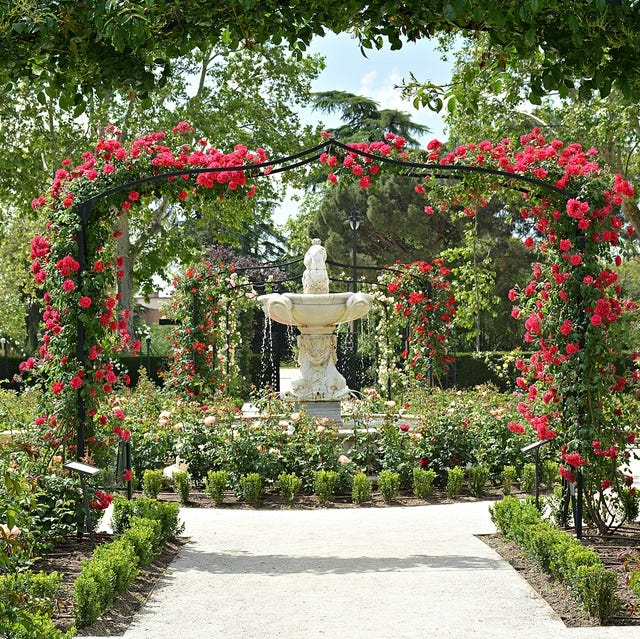 Garden Fountain Classical Stone Tiered Basin Rose Covered Arch European