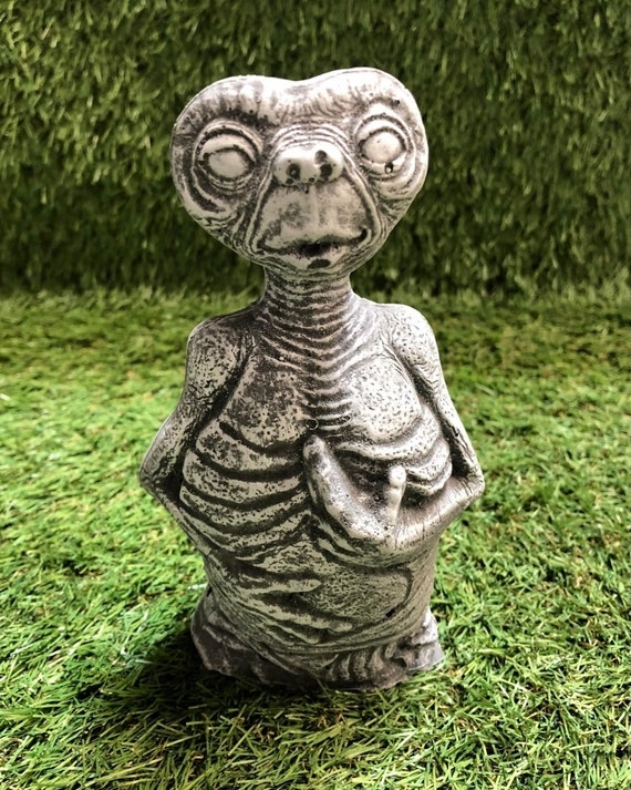 Garden Ornament Concrete E.T. Character Statue Weathered Gray