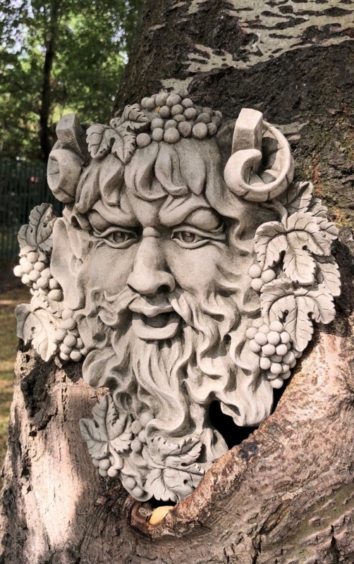 Garden Plaque Mythological Bacchus Grape Clusters, Stone Wall Art