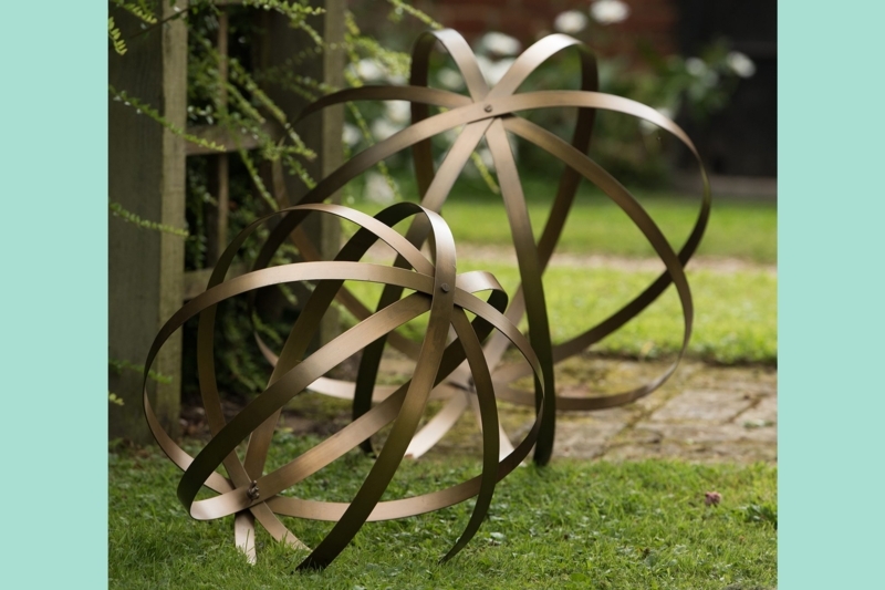 Garden Spheres Interlocking Metal Bands Open Frame Bronze Toned Set