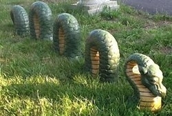 Garden Statue Segmented Dragon 5-Piece Set Moss Green Scaly Texture