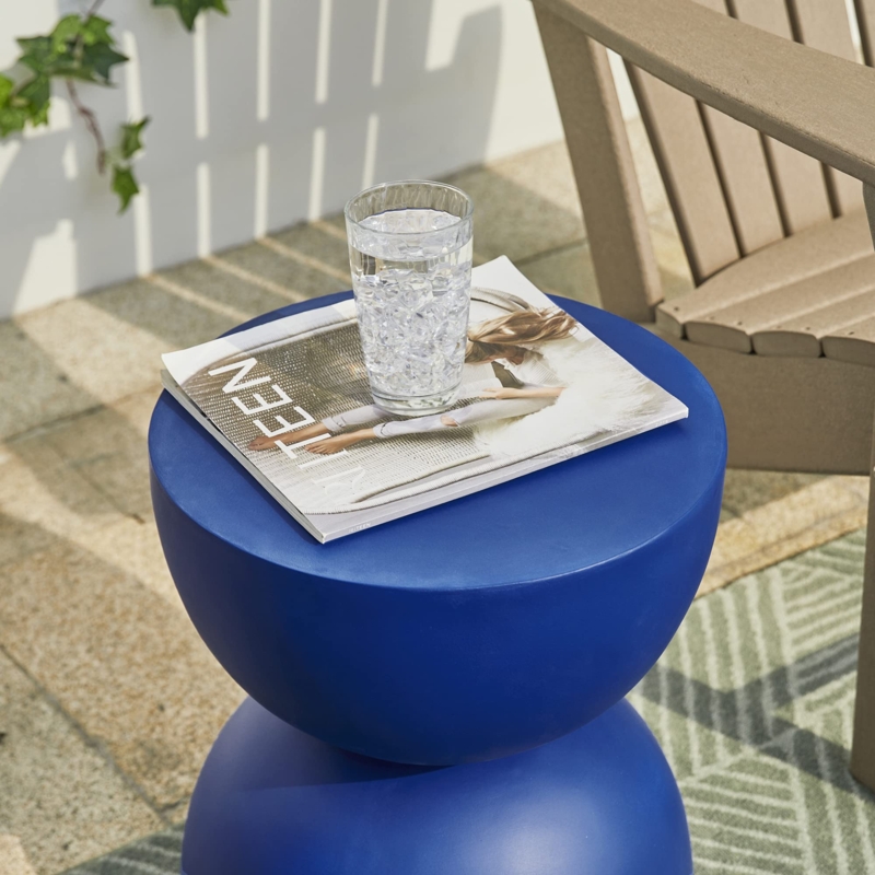 Garden Stool Matte Cobalt Blue Hourglass Silhouette Modern