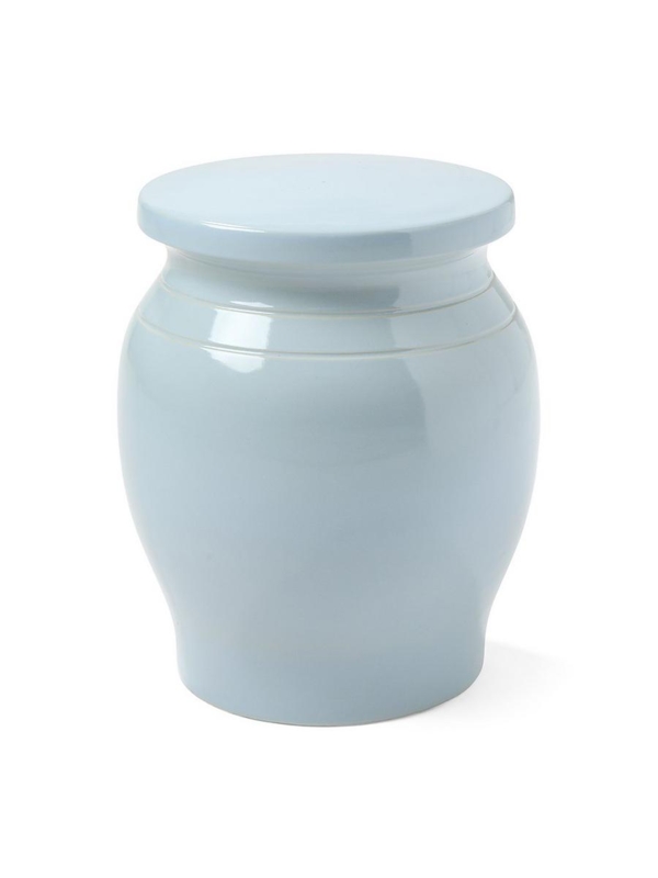 Garden Stool Pale Blue Ceramic Urn Silhouette Tapered Base