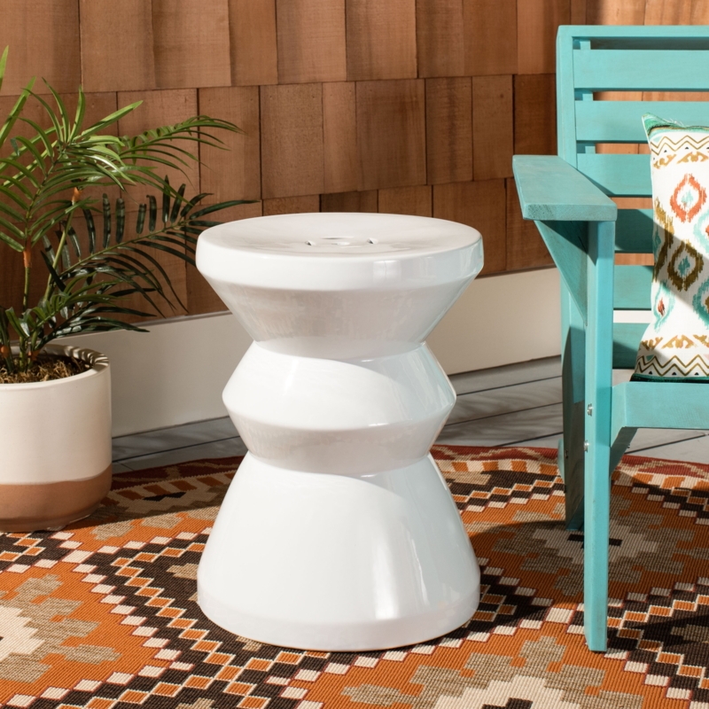 Garden Stool Tiered Silhouette White Ceramic Geometric Form