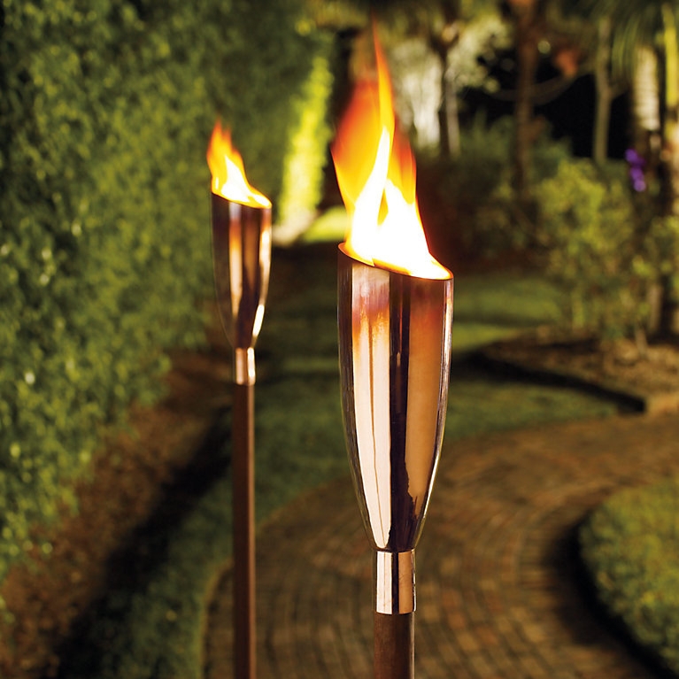 Garden Torch Polished Copper Finish Flared Conical Head