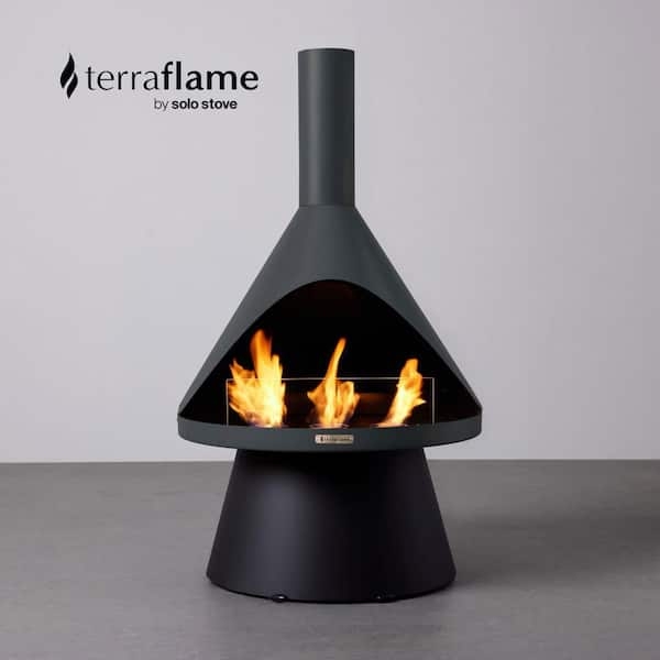 Gel Fuel Fireplace Conical Hood Electroplated Steel Mid-Century Silhouette