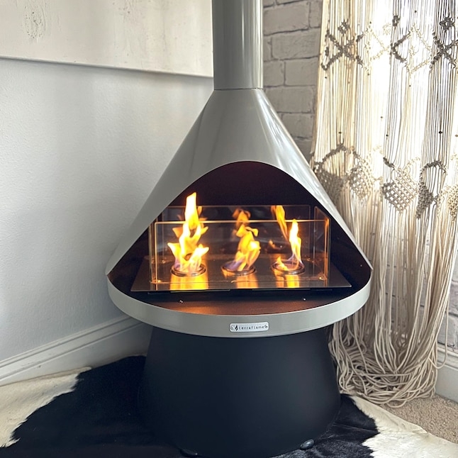Gel Fuel Fireplace Triple Burner Chimney Vent Appearance Retro