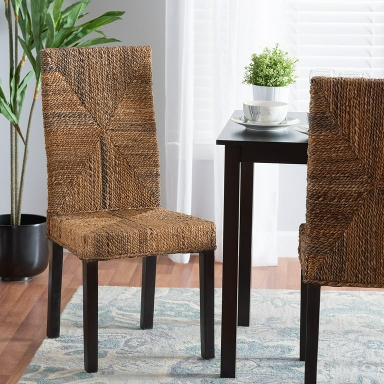 Geometric Diamond Weave Seagrass Dining Chair