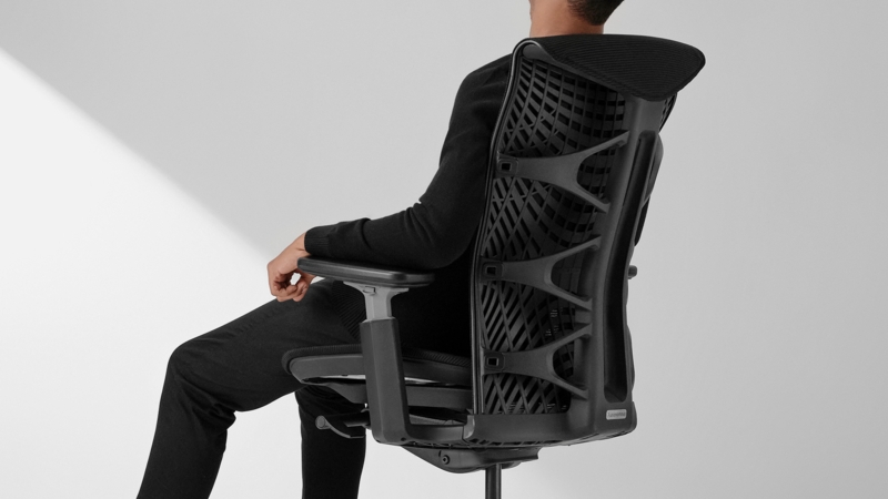 Geometric Modern Office Chair with Exoskeleton Lattice Backrest