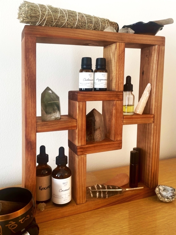 Geometric Shelf Nested L Shelves Bohemian Chic Crystal Organizer Wood