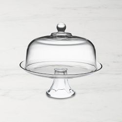 Glass Cake Stand with Domed Lid and Polished Flared Pedestal Base