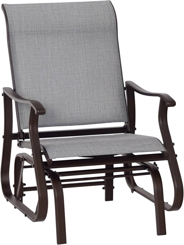 Glider Chair Dark Bronze Frame Charcoal Gray Mesh Ergonomic Curve