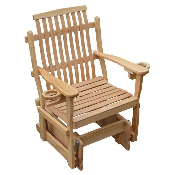 Glider Chair Farmhouse Wooden Nursery Cup Holders Vertical Slats Curved Top Rail