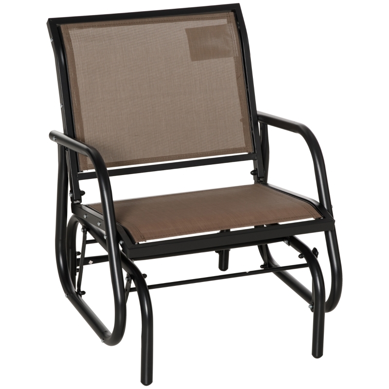 Glider Chair Matte Black Frame Warm Brown Breathable Mesh Fabric