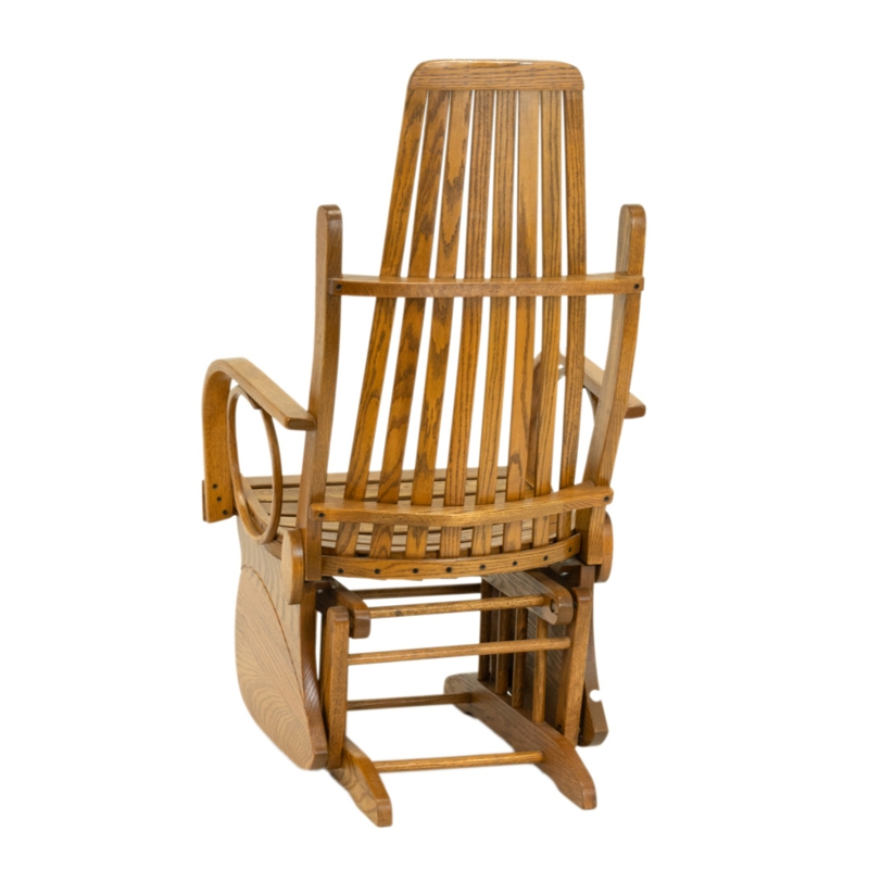Glider Chair Mission Style Honey Oak Slat Back Bentwood Arms Slatted Seat
