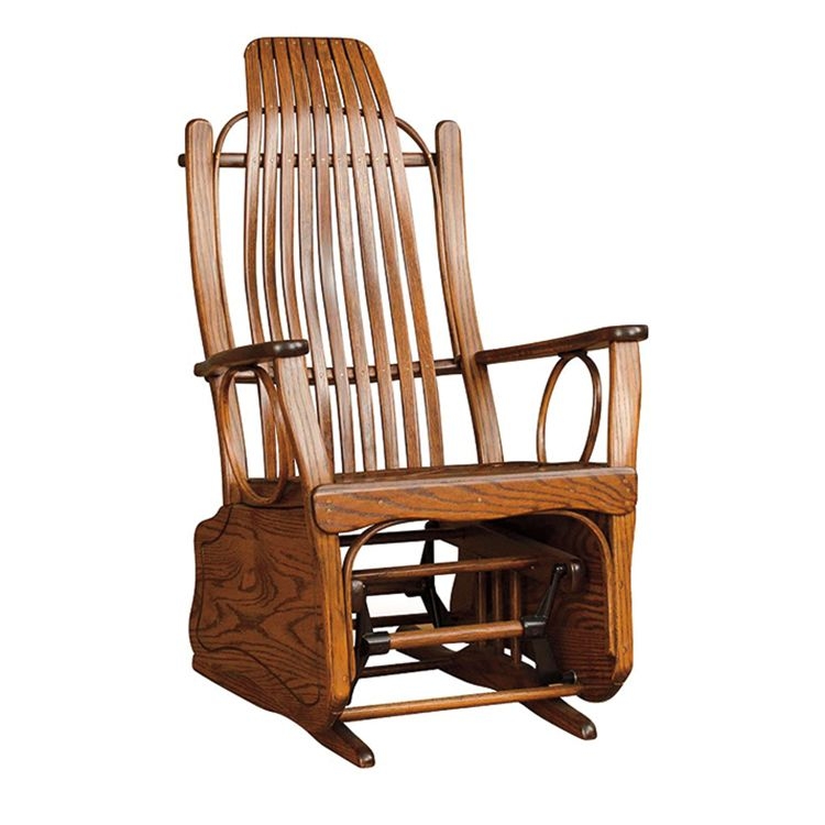 Glider Chair Rustic Bentwood High Slatted Back Circular Side Details