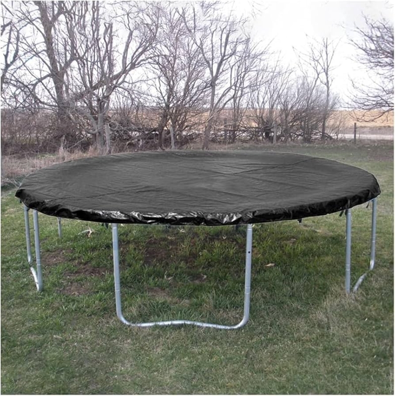 Glossy Round Trampoline Cover Black Synthetic Tarp Weather Shield.