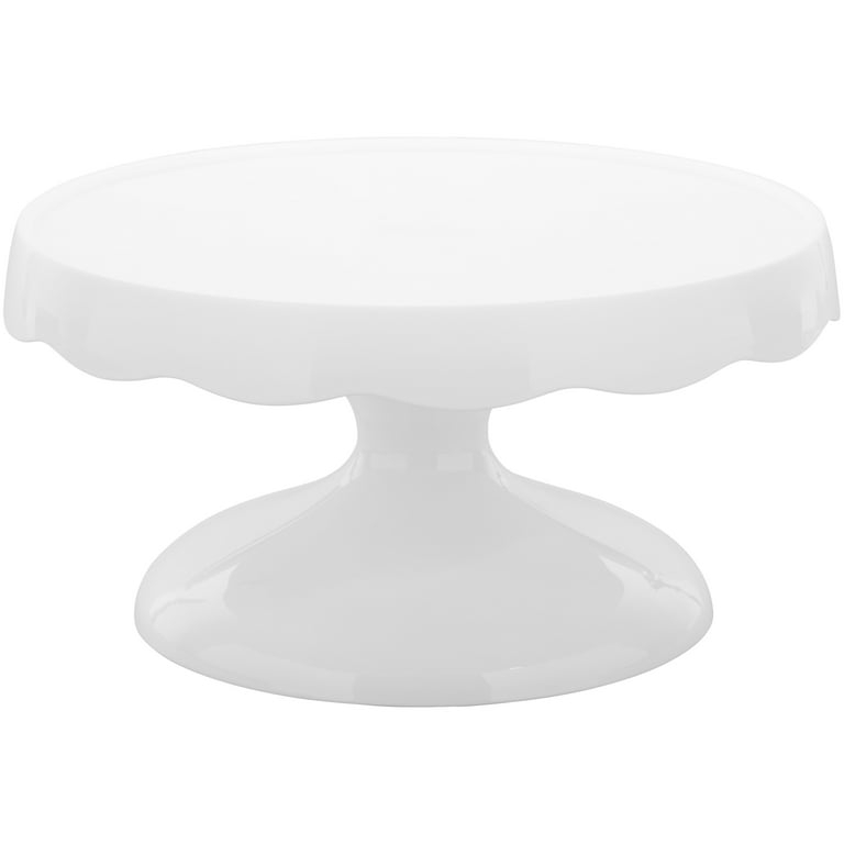 Glossy White Cake Stand Scalloped Edge Traditional Kitchen Display